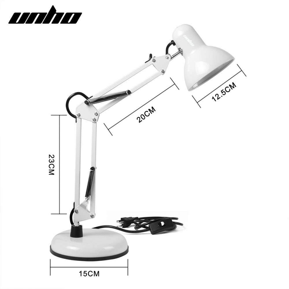 Super Bright Swing Arm Desk Lamp Clamp on Table Light with Metal Clip